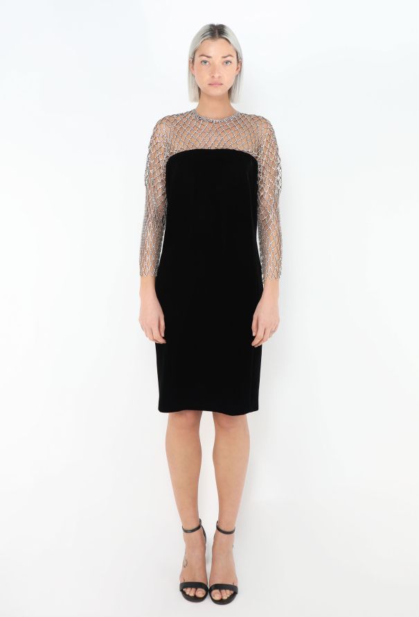 Saint Laurent STUNNING S/S 2019 Strass Velvet Bustier Dress - 4