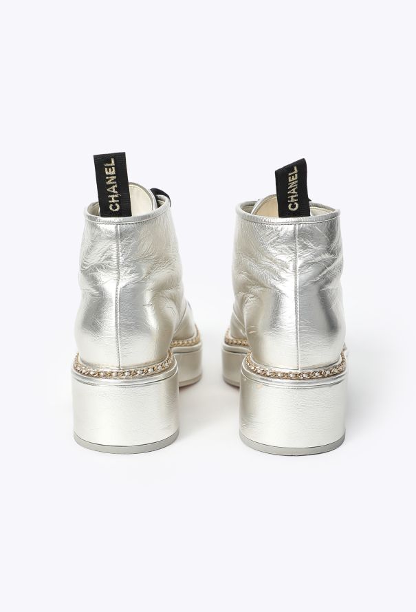 Chanel Metallic 'CC' Combat Boots - 4