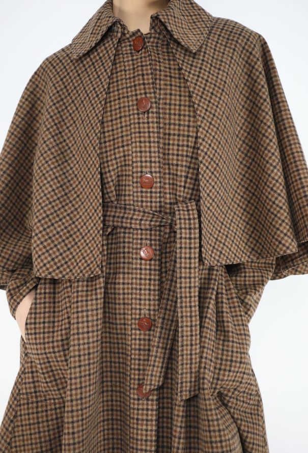 Céline '70s Calèche Belted Capelet Coat - 4