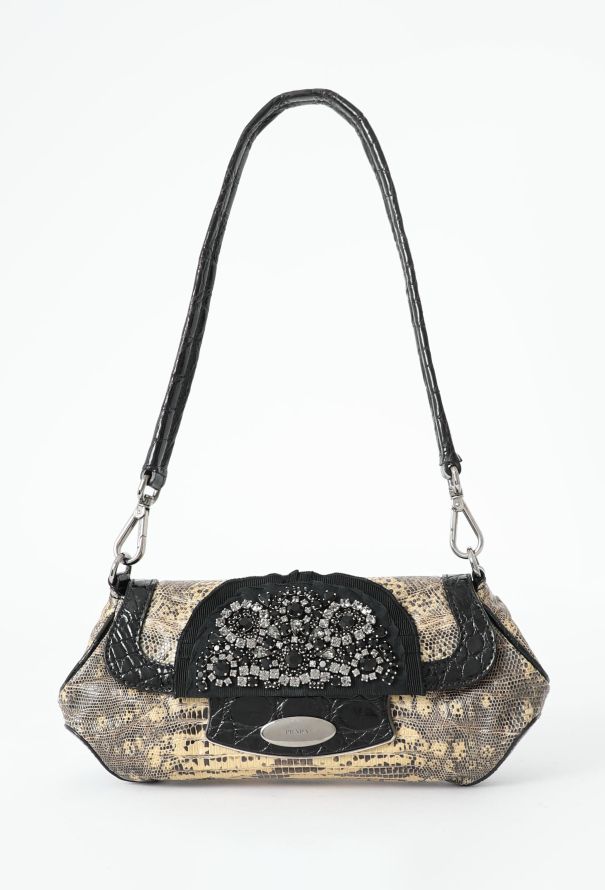 Prada F/W 2004 Lizard Embellished Shoulder Bag - 1
