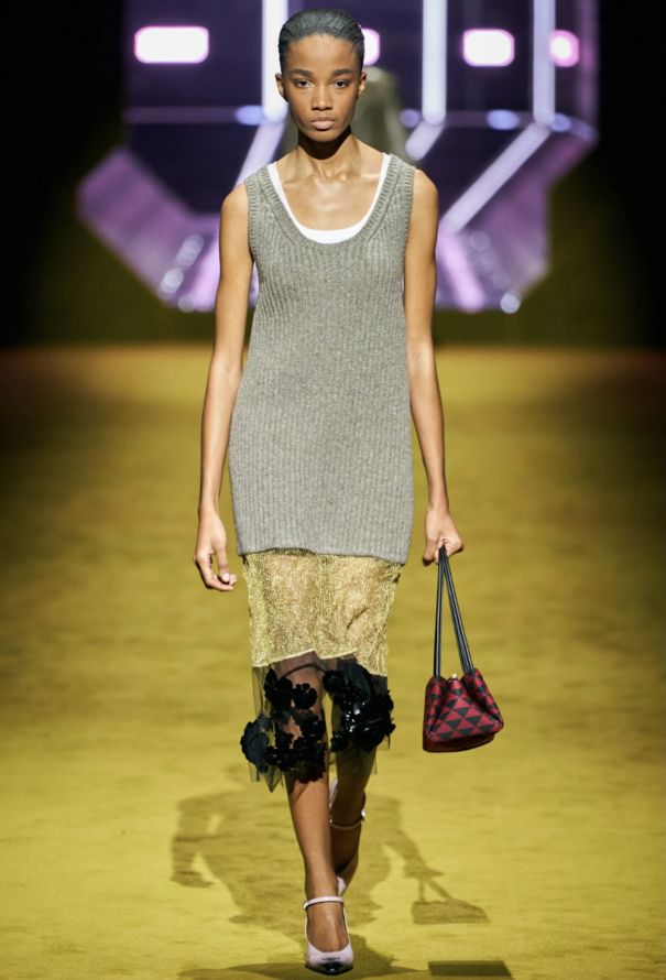 Prada Floral Appliqué Knit Dress, F/W 2022 - 2