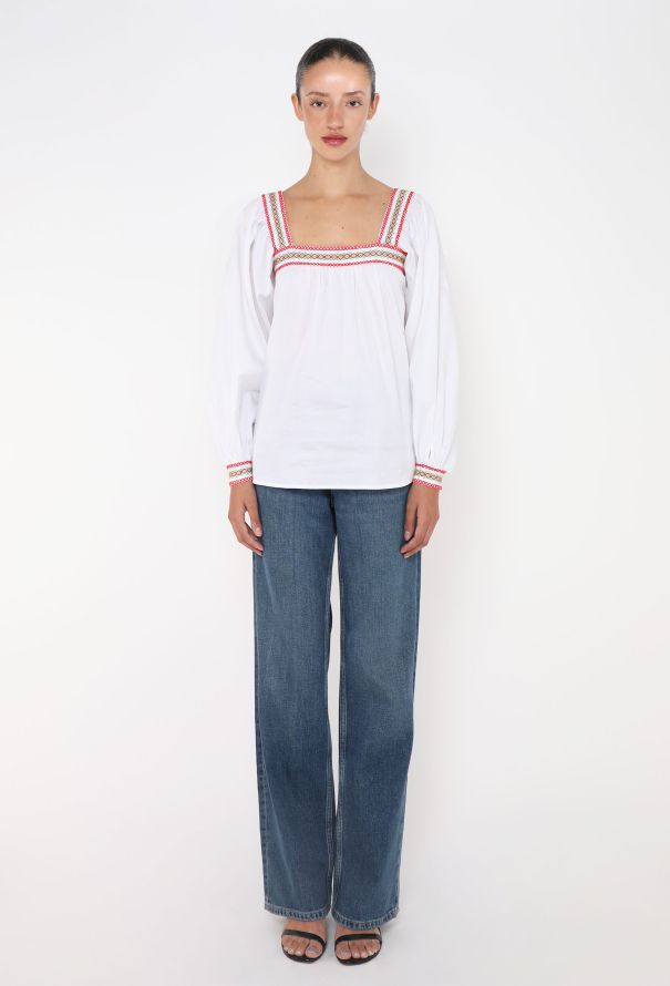 Saint Laurent Rare S/S 1977 Embroidered Peasant Top - 3 Saint Laurent Rare S/S 1977 Embroidered Peasant Top - 3