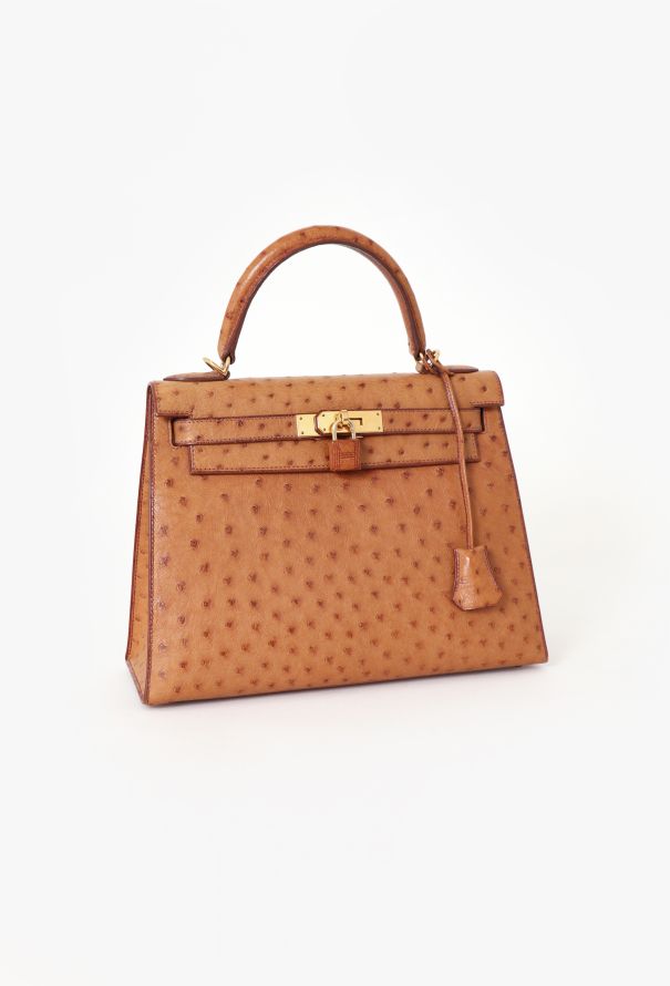 Hermès Gold Ostrich Sellier Kelly 28 - 3 Hermès Gold Ostrich Sellier Kelly 28 - 3