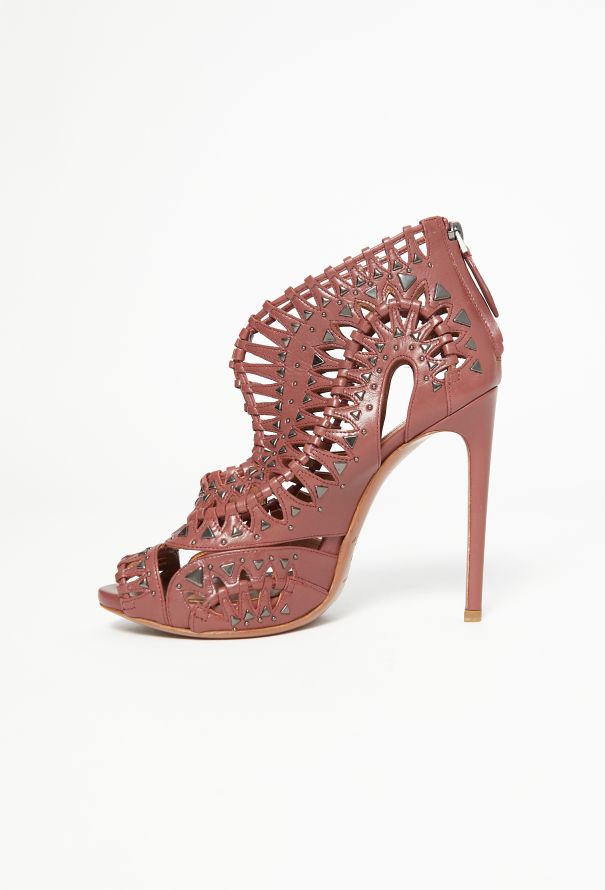 Alaïa Studded Laser-Cut Sandals - 4