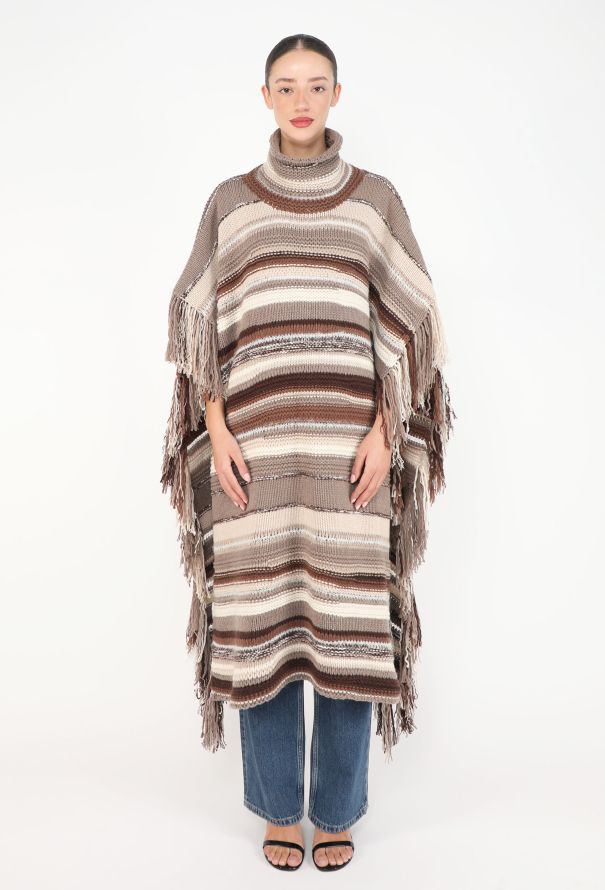 Chloé Fall 2021 Striped Cashmere Poncho - 1