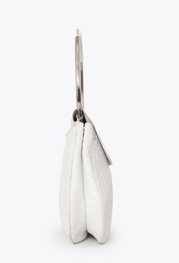 Prada White Ostrich Vitello Raino Ring Bag - 3