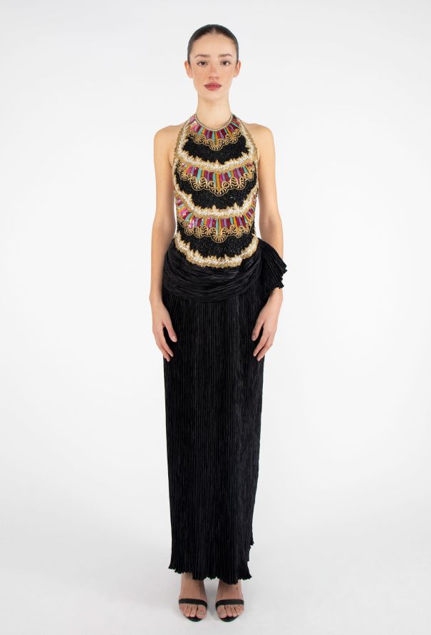 STUNNING Mary McFadden Hand-Embroidered Plissé Gown - 2