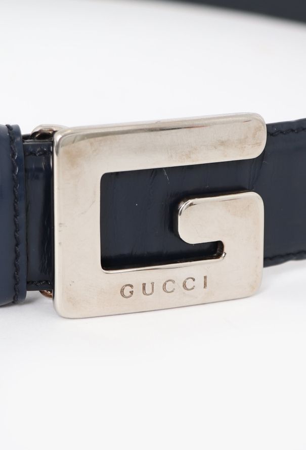 Gucci Tom Ford F/W 1995 Navy Patent Belt - 4