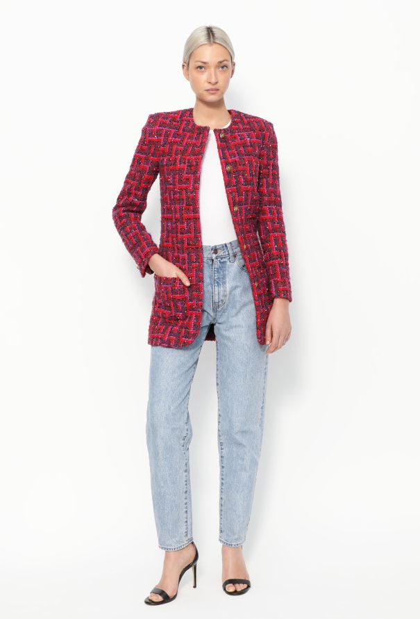 Saint Laurent F/W 2021 Embellished Tweed Jacket - 4