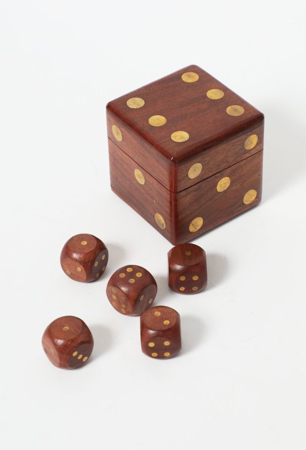 Exquisite Vintage Wooden Dice Set Box - 1