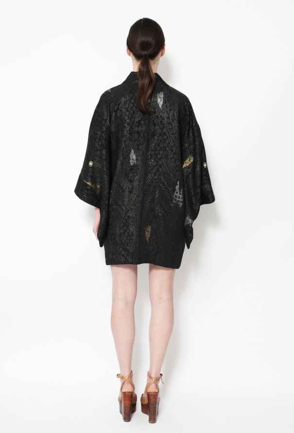 World Treasures Authentic Metallic Jacquard Kimono - 3