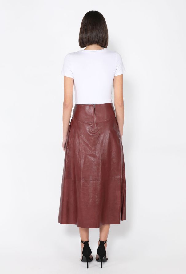 Bottega Veneta Leather A-Line Skirt, 2019 - 4