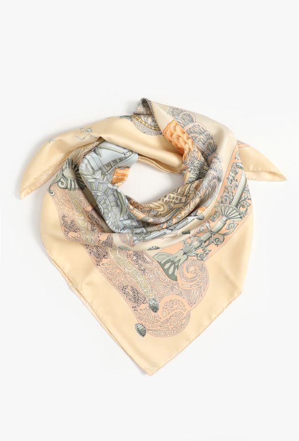 Hermès 1995 'L'Atlantide' 90cm Silk Carré - 2 Hermès 1995 'L'Atlantide' 90cm Silk Carré - 2