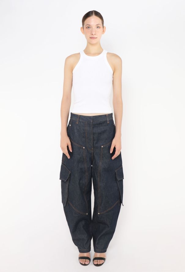 Loewe 2023 Raw Denim Cargo Jeans - 1