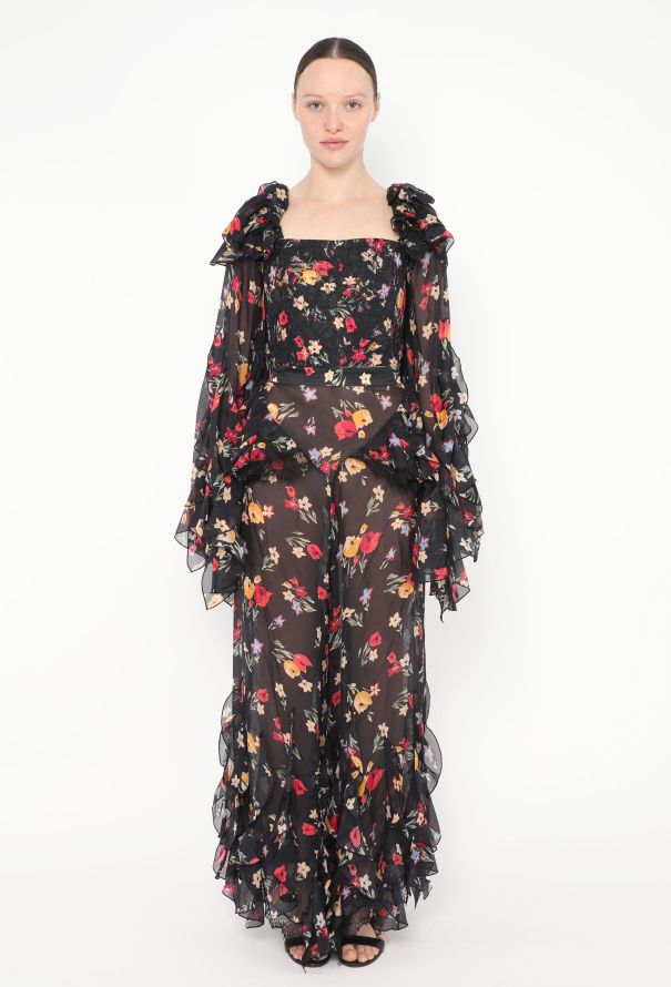 Rodarte S/S 2018 Ruffled Floral Silk Pants - 3 Rodarte S/S 2018 Ruffled Floral Silk Pants - 3