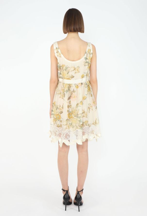 Dior S/S 2005 Lotus Lace Trim Silk Dress - 7