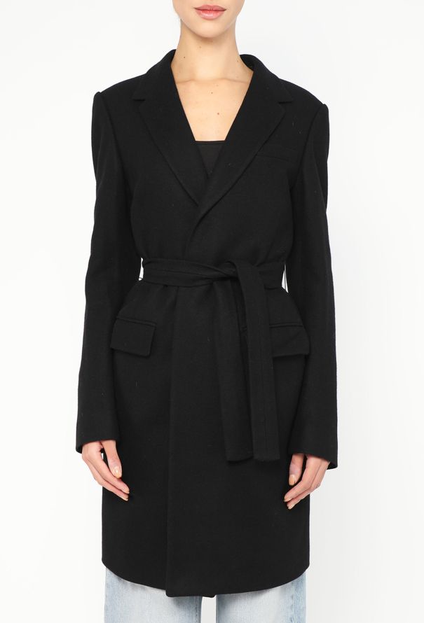 Balmain Notched Cashmere Belted Coat - 1