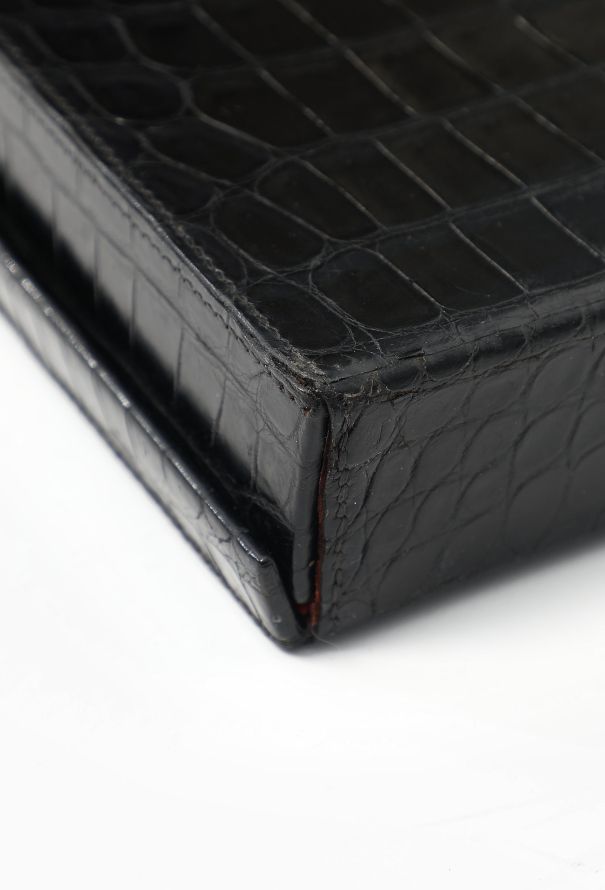 Hermès Rare '50s Black Porosus Toiletry Travel Case - 12