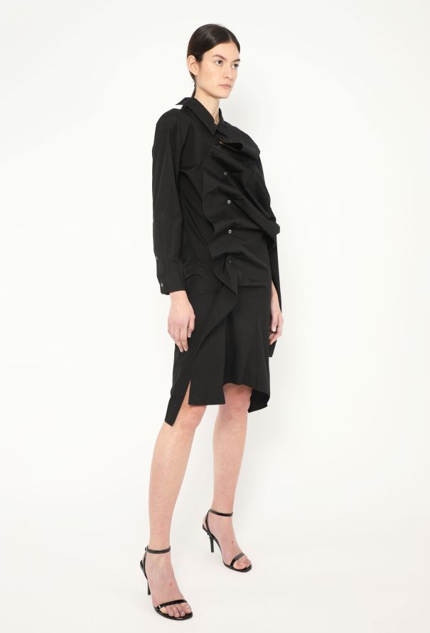 Junya Watanabe Asymmetrical Ruched Shirt Dress - 4 Junya Watanabe Asymmetrical Ruched Shirt Dress - 4