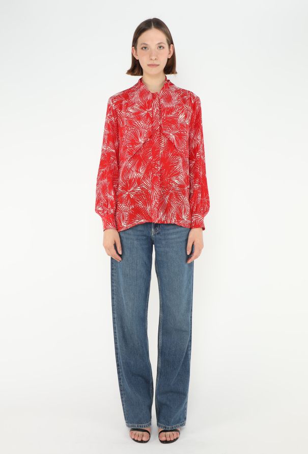 Saint Laurent S/S 1985 Palm Lavallière Blouse - 4