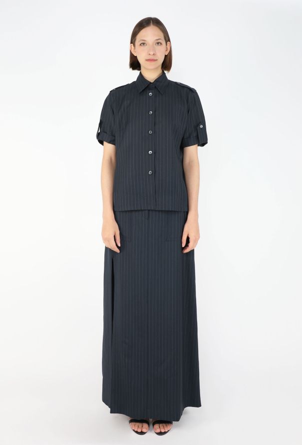 Gucci 1996 Pinstripe Maxi Skirt Ensemble - 4