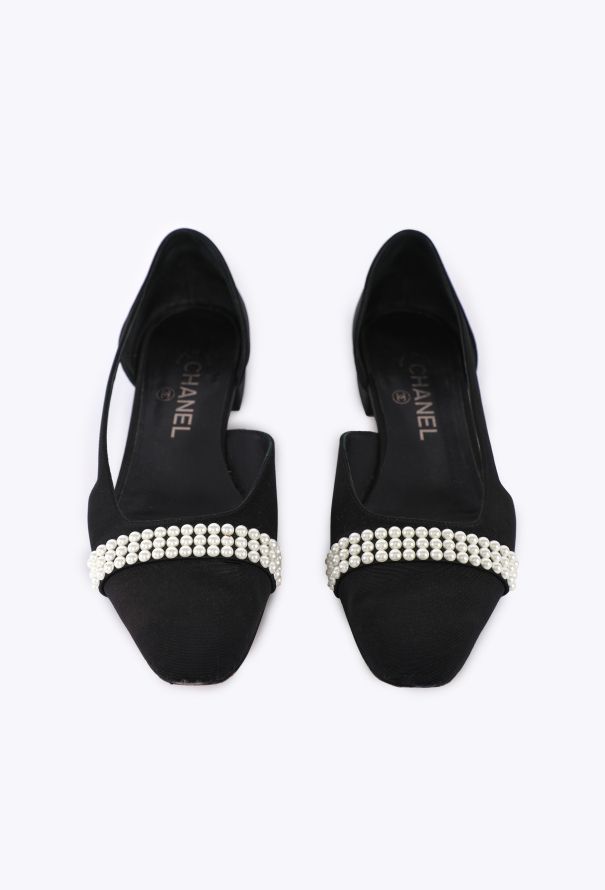 Chanel Pearl-Embellished D'Orsay Flats - 2