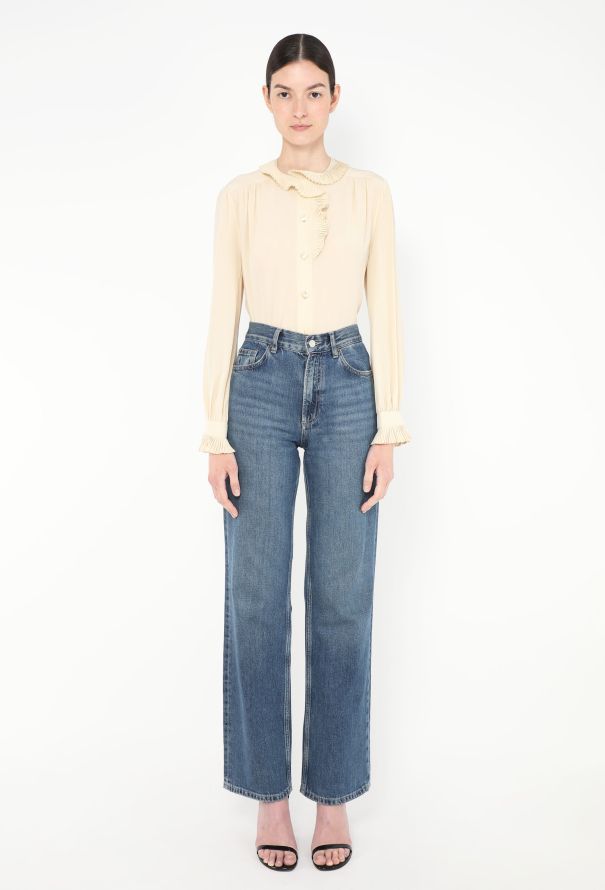 Gucci Asymmetrical Ruffled Silk Blouse - 3