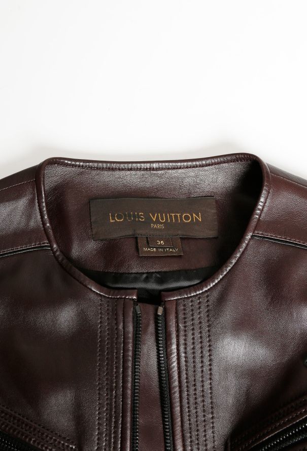 LOUIS VUITTON Runway Red Bomber Leather Jacket Size 44
