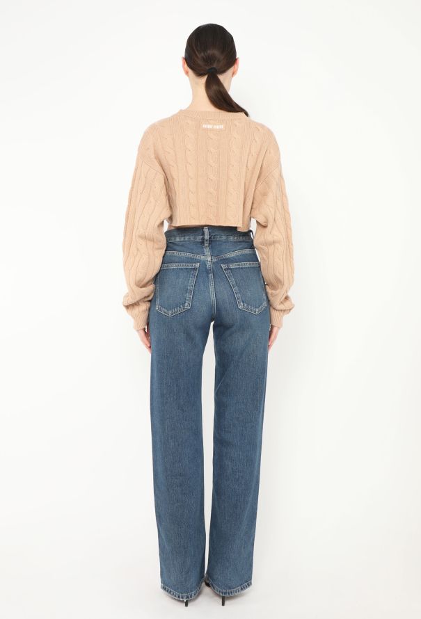 Miu Miu S/S 2022 Cropped Cashmere Cable-Knit Sweater - 4