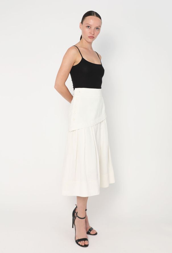 Celine Vintage linen skirt セリーヌ スカート リネン Vintage Celine SS04 Floral Knee Length Skirt (Pink/White