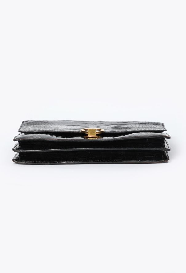 Hermès Vintage Black Porosus Ring Bag - 6