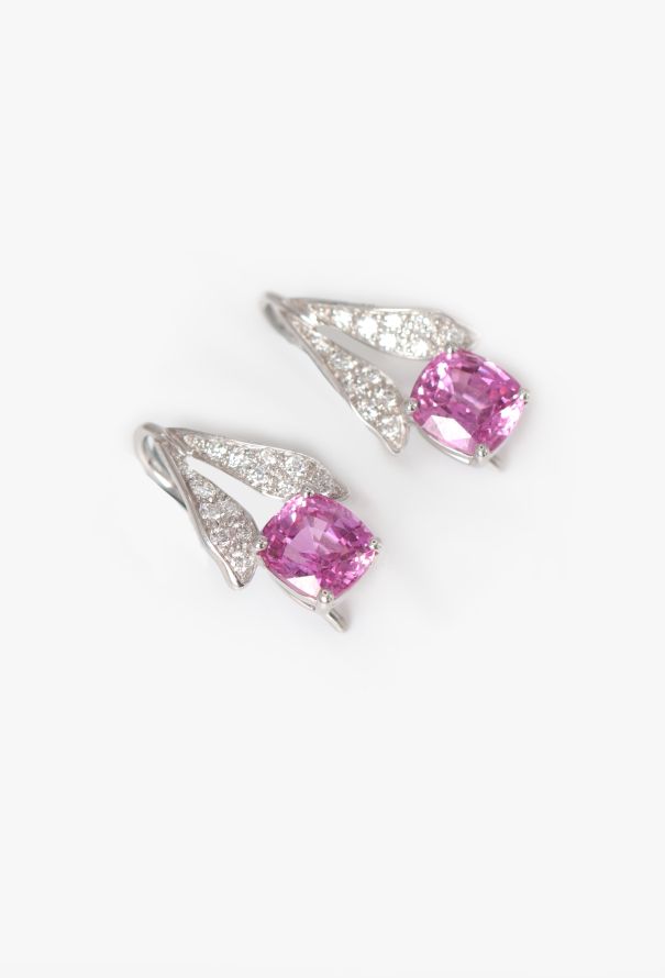 Mellerio 18k Gold, Diamond & 3.93 Carats Sapphire Tulip Earrings - 3 Mellerio 18k Gold, Diamond & 3.93 Carats Sapphire Tulip Earrings - 3