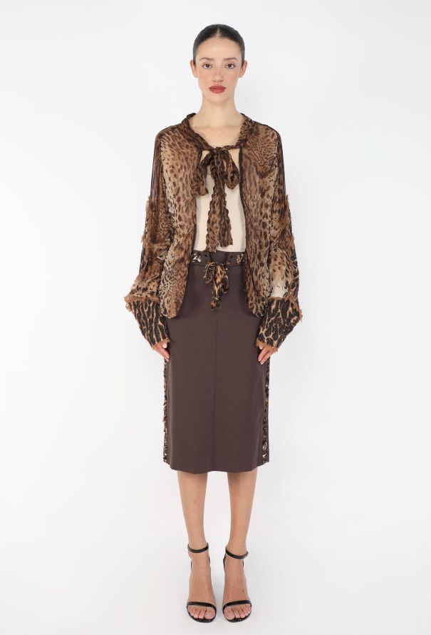 Saint Laurent Tom Ford S/S 2002 Leopard Lavallière Ensemble - 4