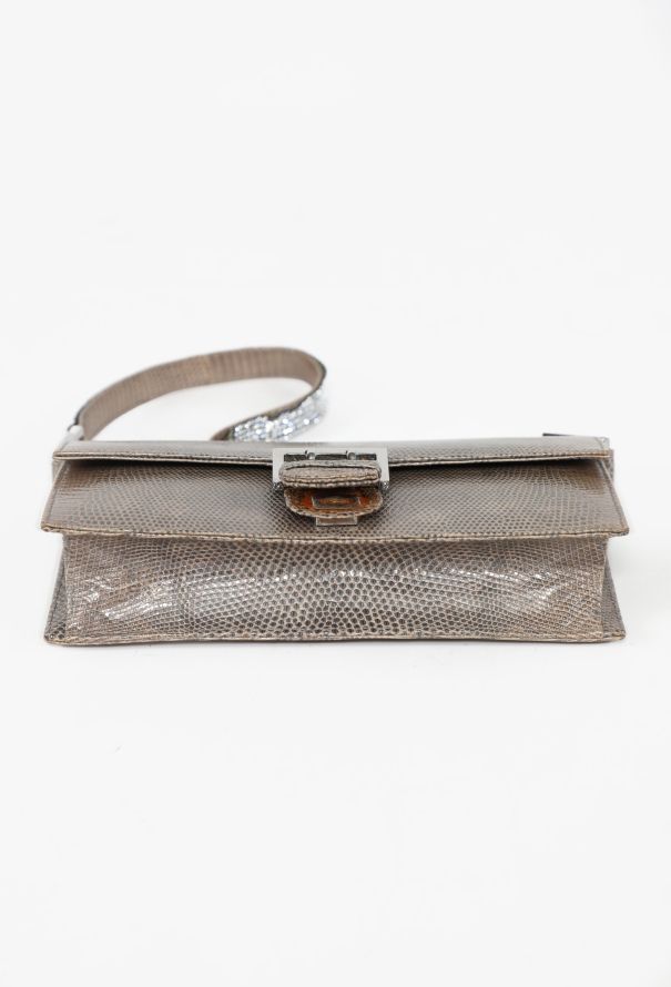 Fendi Lizard-Embossed Baguette Shoulder Bag - 6