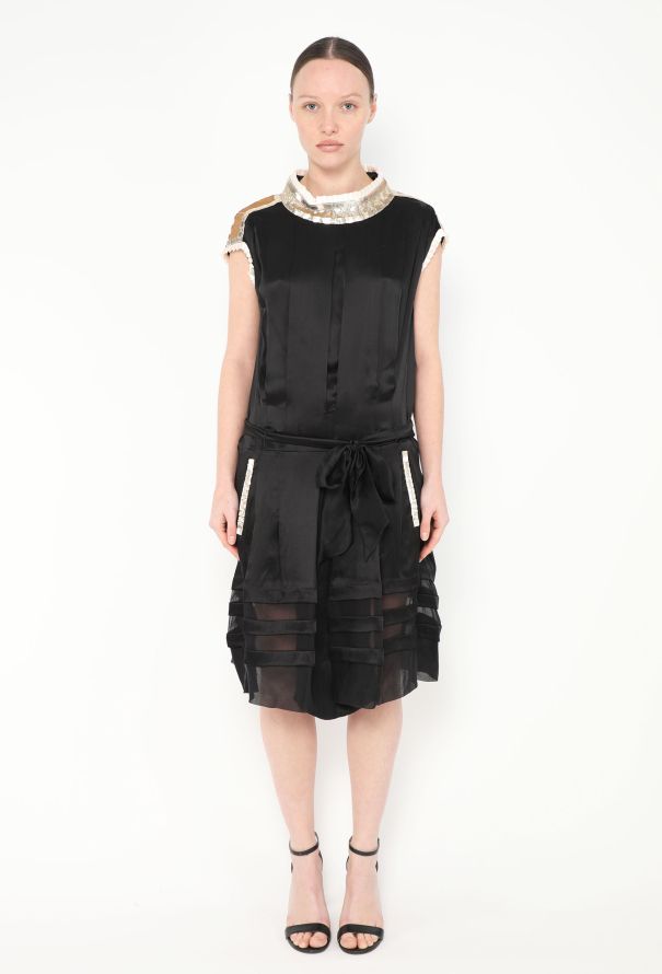 Balenciaga 2007 Embellished Trim Silk Dress - 1