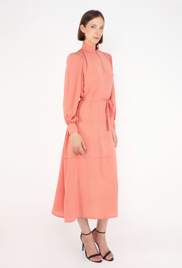 Chloé Vintage Belted Jacquard Silk Dress - 5