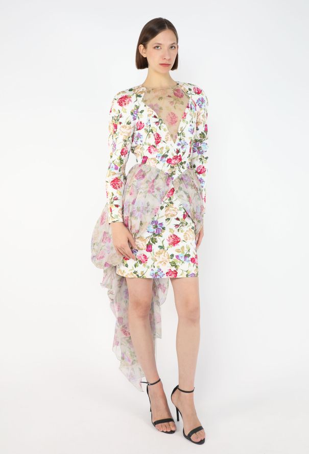 Azzaro Vintage Floral Chiffon Cocktail Dress - 4