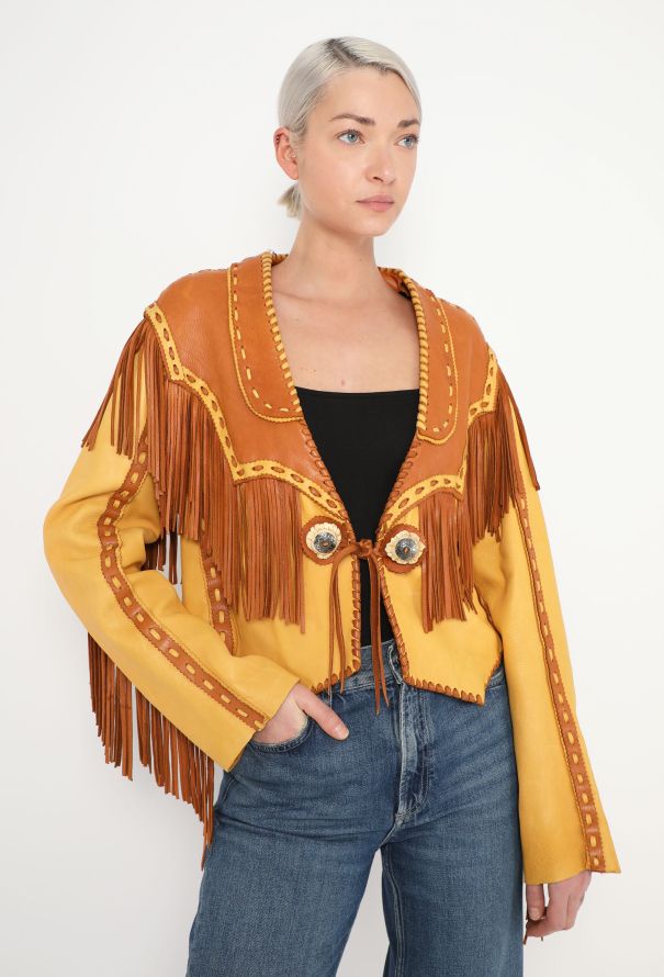 World Treasures Whipstitch Leather Fringe Jacket - 2