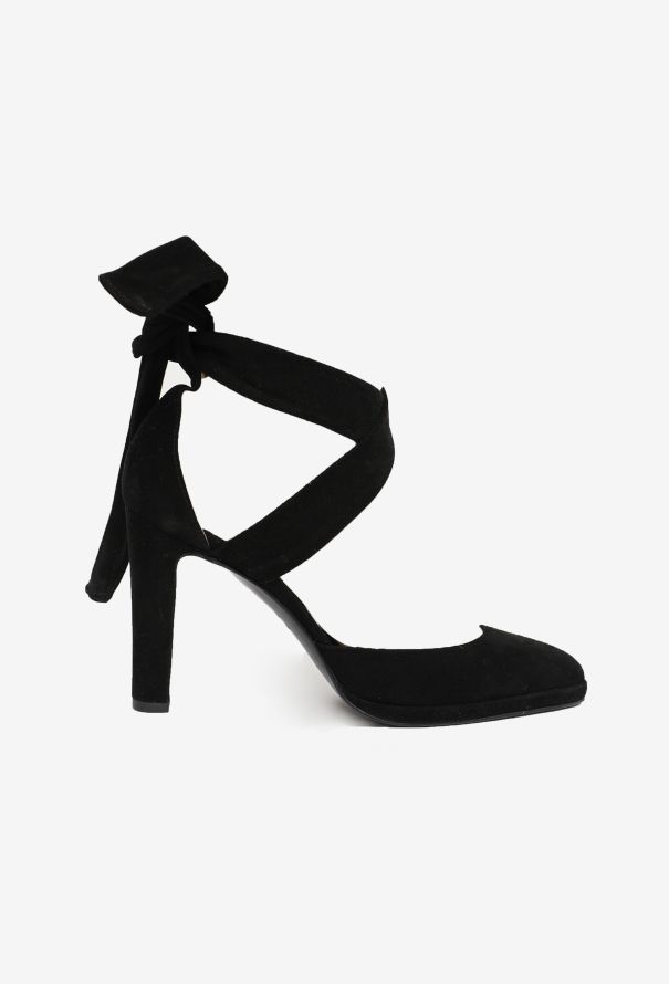Hermès Suede Ankle Wrap Pumps - 1