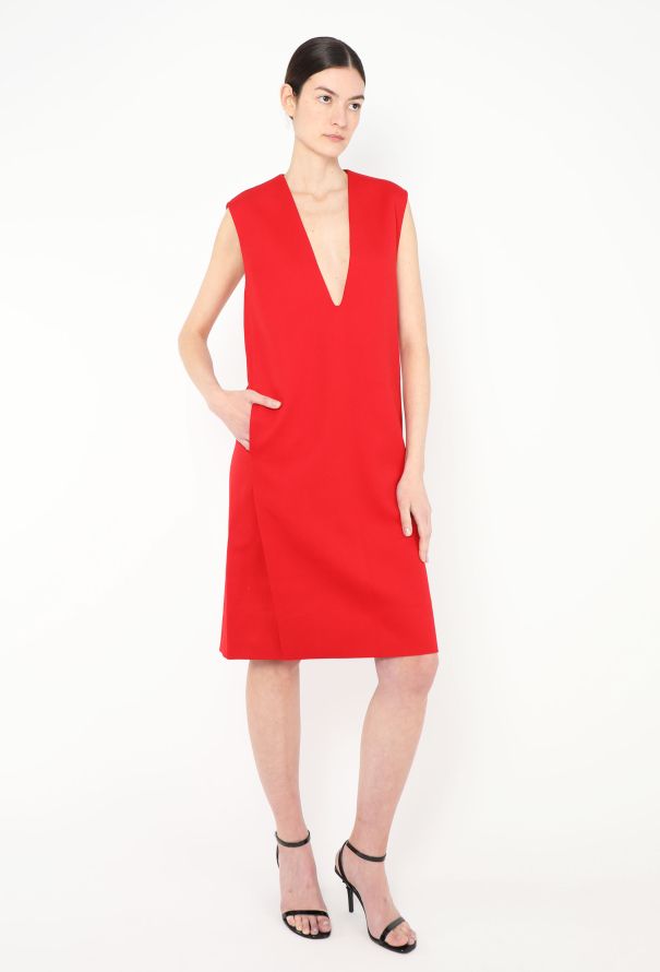 Céline Plunging Twill Shift Dress - 3 Céline Plunging Twill Shift Dress - 3