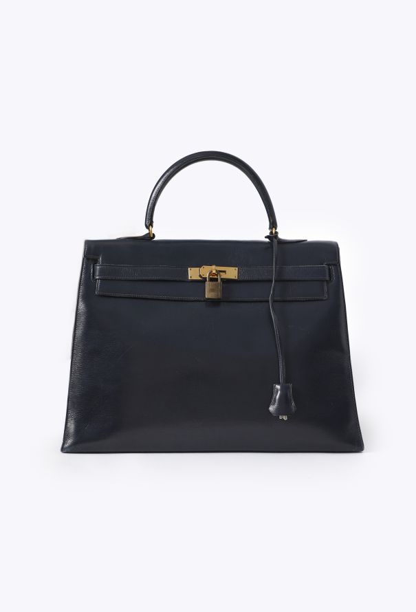 Hermès Vintage Bleu Marine Box Kelly Sellier 35 - 1