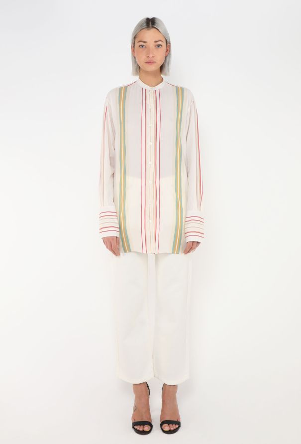 Céline Striped Cotton Tunic Top - 1