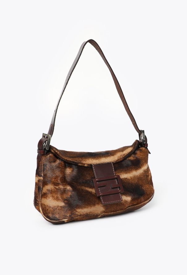 Fendi RARE Double Flap Pony Hair Baguette Bag - 2