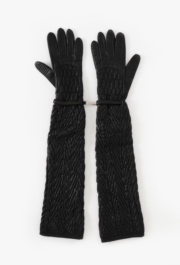 Prada Early 2000s Ruched Lambskin Gloves - 2