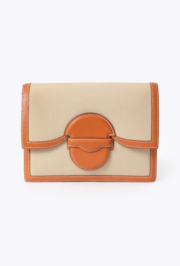 Hermès Rare '80s Marco Polo Toile & Wild Boar Clutch - 1