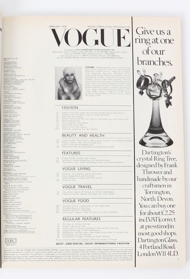 VOGUE UK 1976 David Bailey & Parkinson Cover Set - 4 VOGUE UK 1976 David Bailey & Parkinson Cover Set - 4