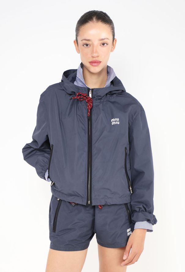Miu Miu 2024 Hooded Logo Windbreaker - 1