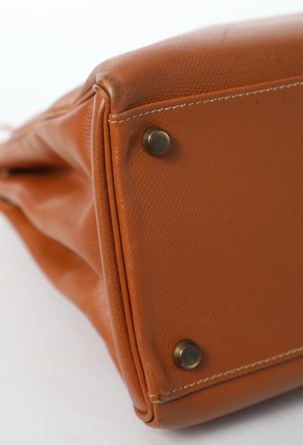 Hermès '80s Gold Courchevel Kelly Retournè 35 - 12