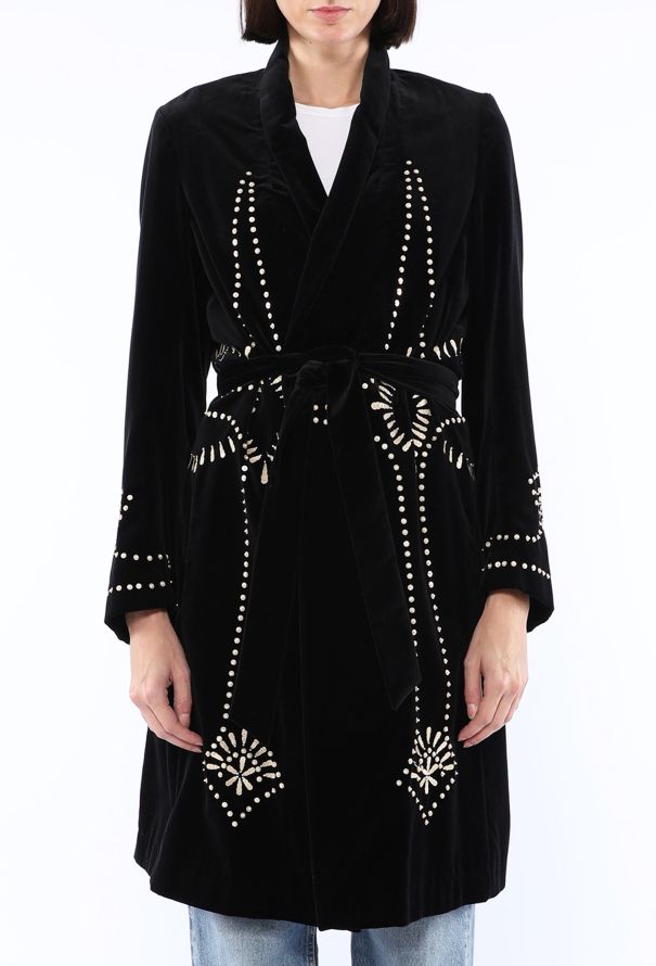 Dries Van Noten Velvet Embellished Belted Coat, F/W 2016 - 6