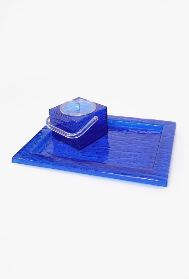 Vintage Objects & Decor 1960s Cobalt Ice Bucket & Serving Tray - 6